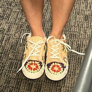 Free people crochet granny square platform sneaker.